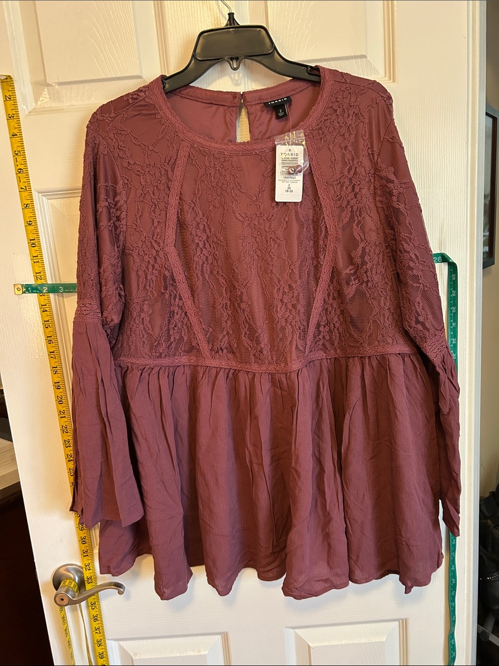 torrid Mauve Lace-Panel Peplum Tunic
